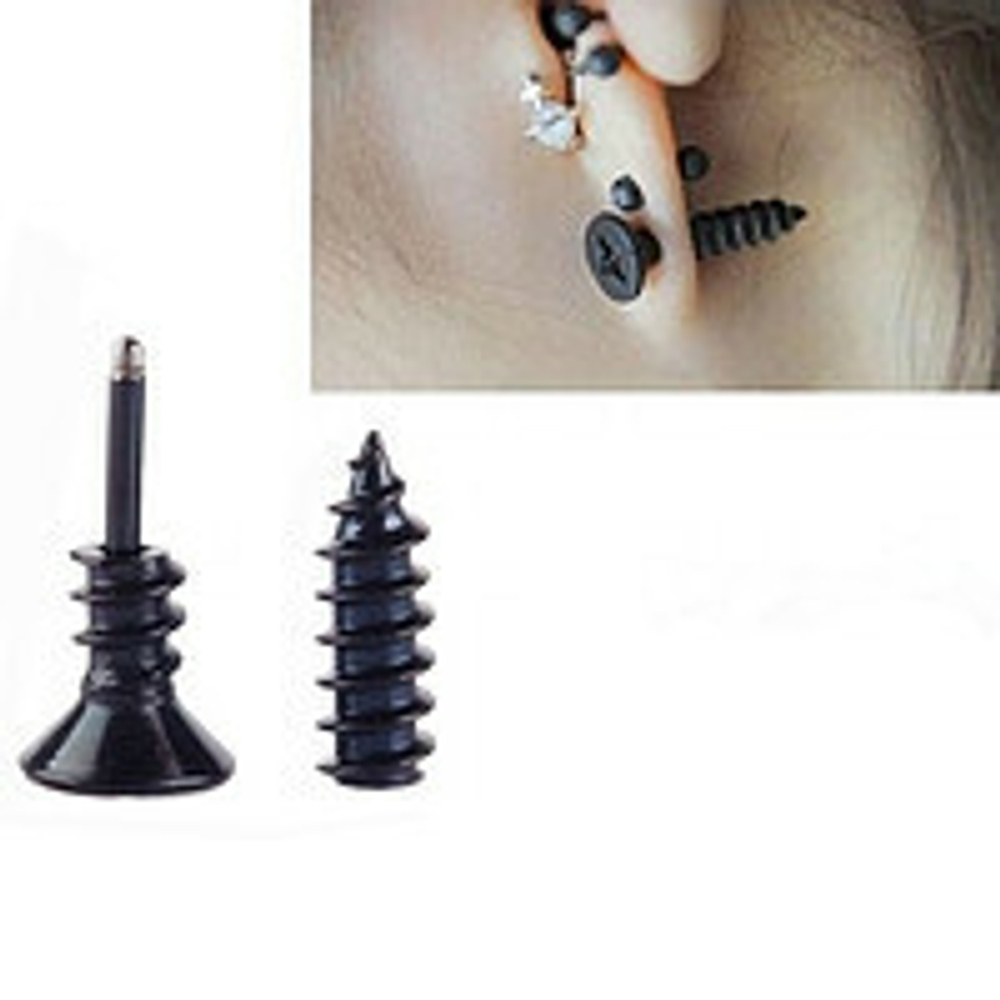 Серьга гвоздик "Гвоздь черный" для пирсинга уха (цена за 1 шт). Медицинская сталь, титановое покрытие.