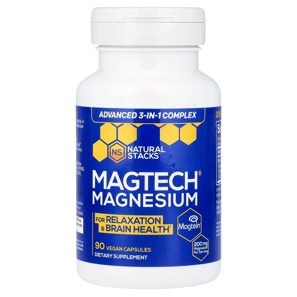 Natural Stacks, MagTech®, магний, 90 веганских капсул (66,6 мг в 1 капсуле)