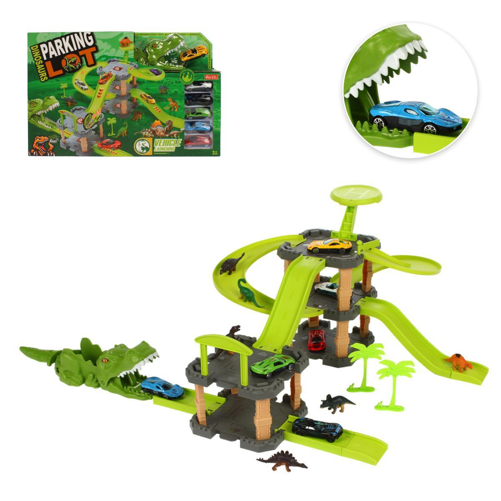 Автотрек Крокодил +6машин, коробка 8863