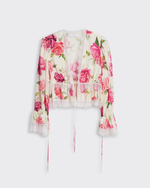 Блуза из вискозы с кружевной лентой розы молочный