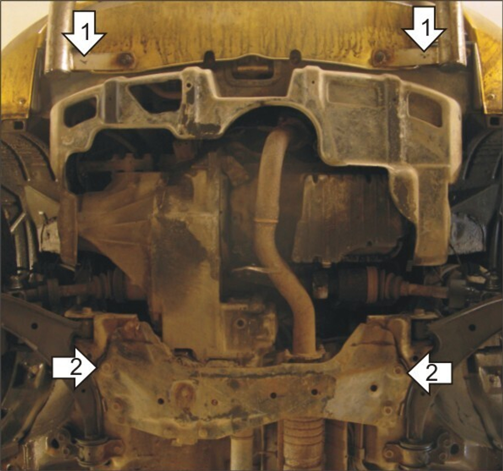 Защита картера Двигателя, КПП. 2 мм, Сталь. для Honda HR-V 1999-2005 MOTODOR.00822