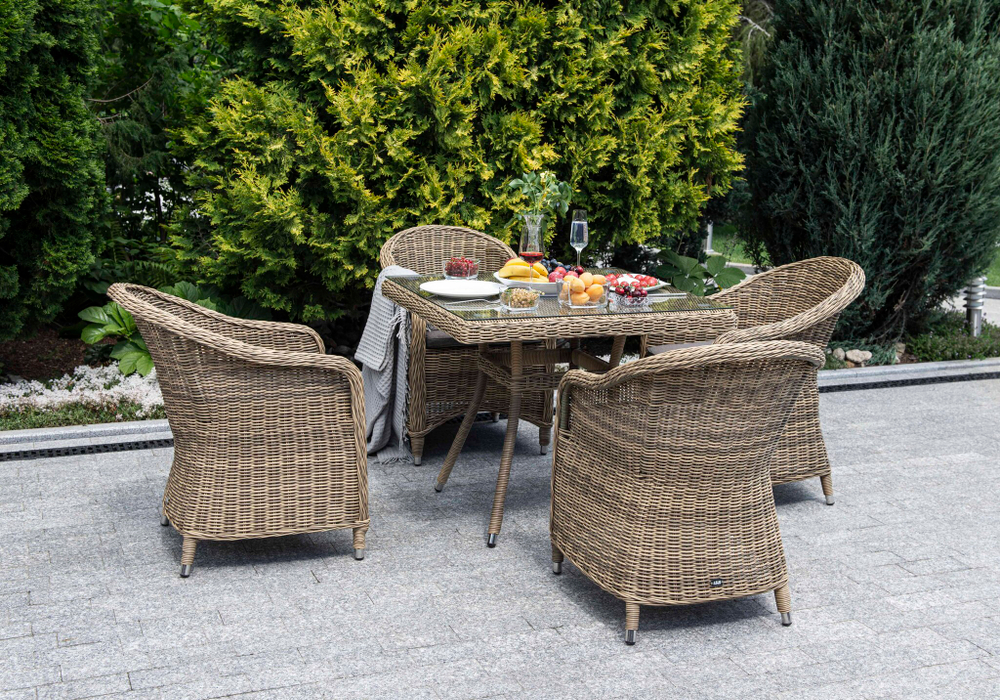 "Фредо" обеденная группа из искусственного ротанга, цвет соломенный
