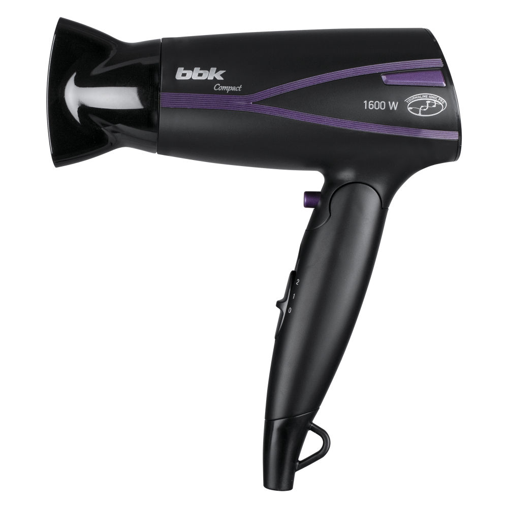 Фен электрический BBK BHD1608I Compact черный/фиолетовый