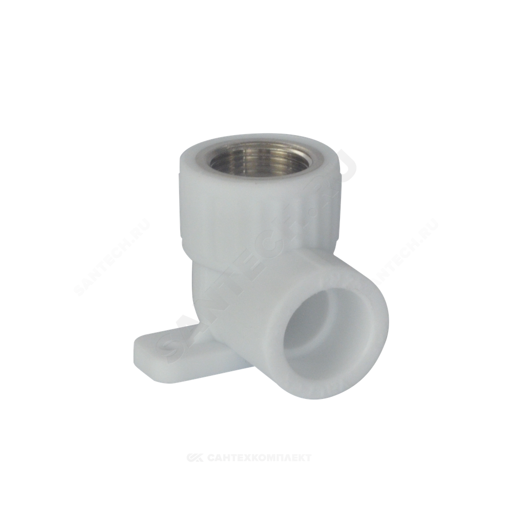 Угольник PP-R комбинированный белый Дн 20х3/4" ВР с креплением VALFEX 10120225