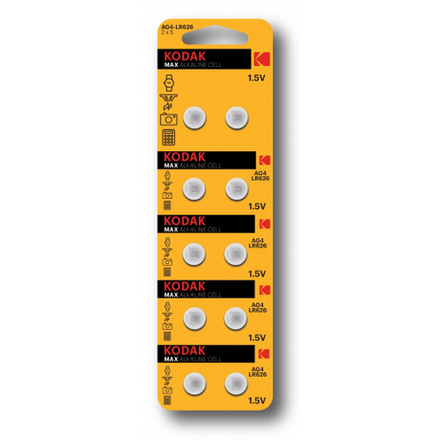 Батарейки Kodak AG4 LR626, LR66 [KAG4-10] MAX Button Cell