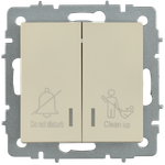 BRITE Выключатель 2-клавишный с индикацией для отелей 10А ВС10-2-9-БрКр бежевый IEK