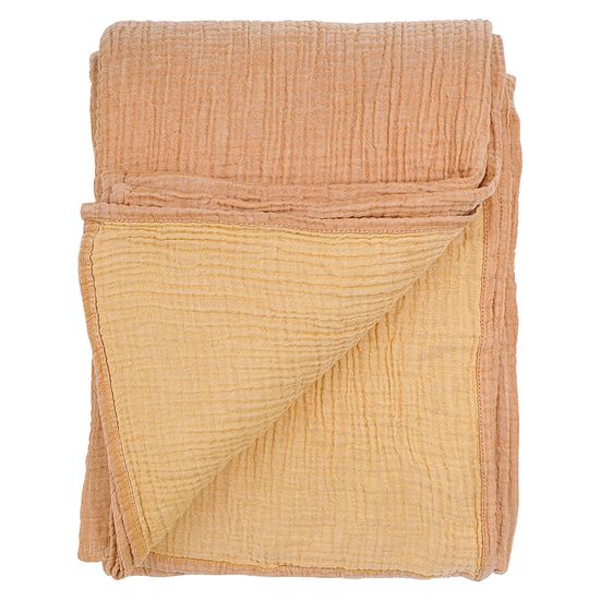 Покрывало двухстороннее из многослойного муслина цвета охры из коллекции essential, 180х250 см