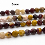 Мукаит крупной огранки бусины, размер около 5,7 мм, цена за отрезок 18 см (1/2 нити)