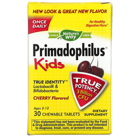 Детское здоровье Nature's Way, Primadophilus, для детей, со вкусом вишни, 3 млрд КОЕ, 30 жевательных таблеток