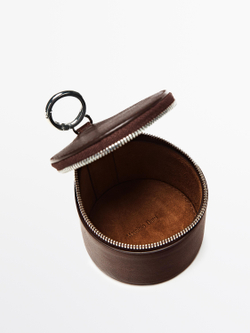 Massimo Dutti Мини-сумка круглая из кожи наппа, коричневый