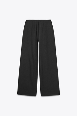 ZARA БРЮКИ STRAIGHT-LEG ИЗ РЕЛЬЕФНОЙ ТКАНИ, ЧЕРНЫЙ