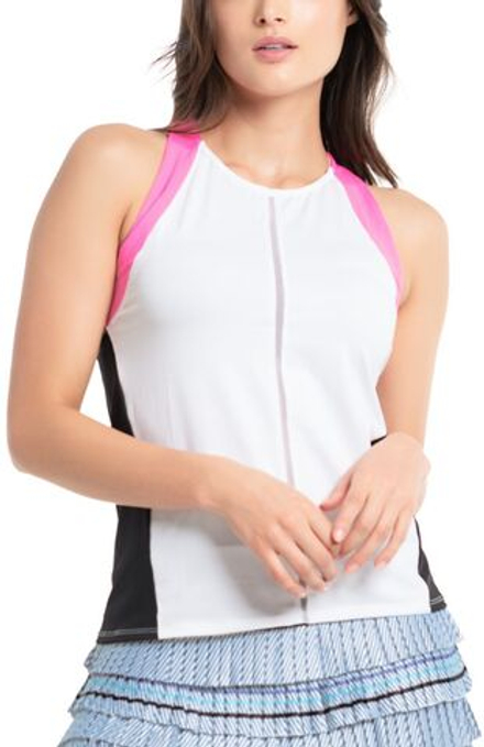 Женский топ теннисный Lucky in Love Prep It Up Scuba High Neck Tank - белый