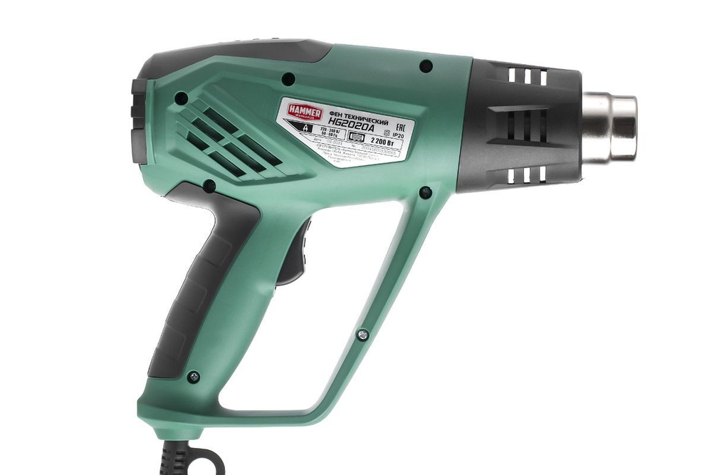 Фен техн. Hammer HG2020A  2200Вт 50/350-100/600С 300/500л/мин., насадки, тепл.защита