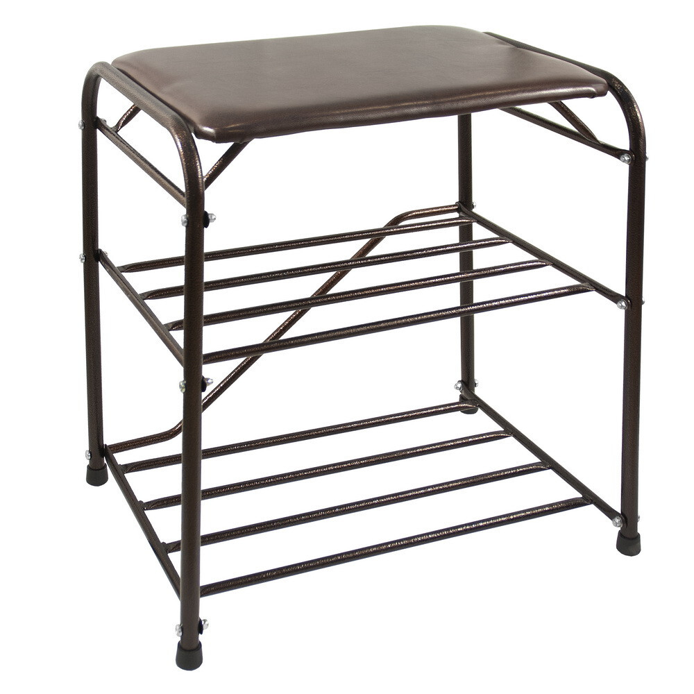 ПОДСТАВКА ДЛЯ ОБУВИ 3 ПОЛКИ 45СМ СИДЕНЬЕМ МЕД/АНТ