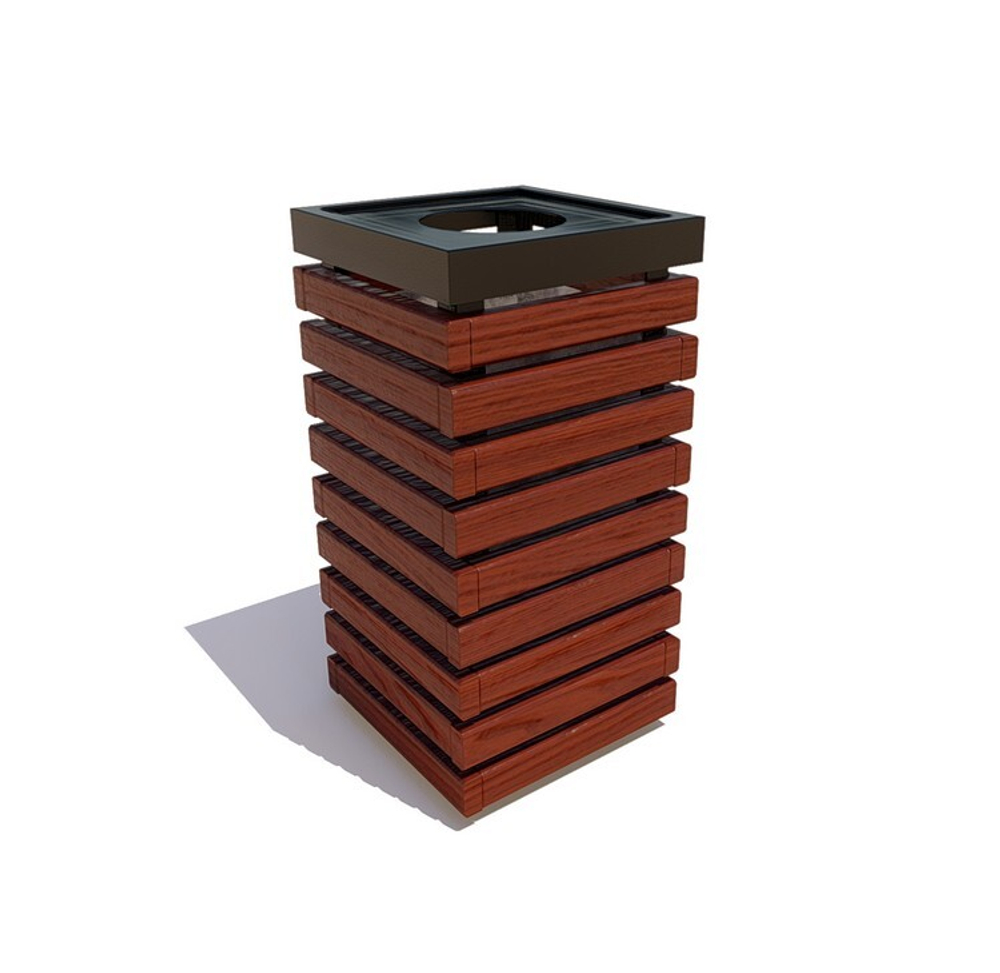Урна уличная квадратная "Аллея", махагон