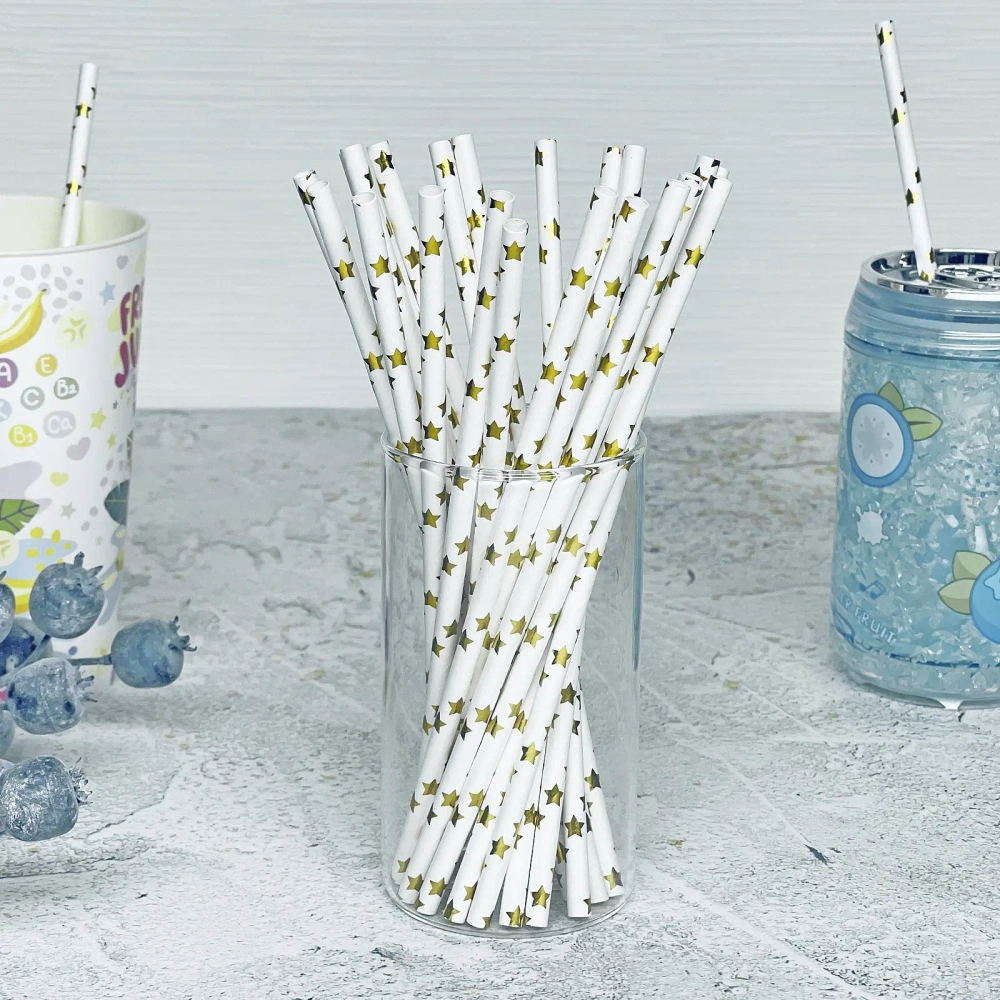 Трубочка для коктейля «Звёзды» 19,5 см d-6 мм (набор 25 шт), золото