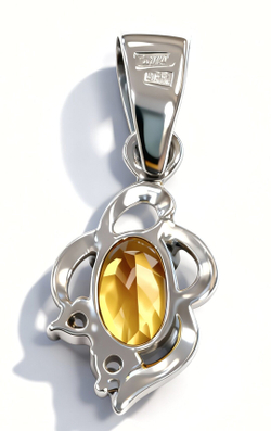 Ювелирная подвеска из серебра 925 пробы,вставка цитрин,фианиты