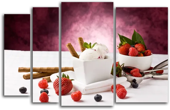 Модульная картина "Мороженое и ягоды"