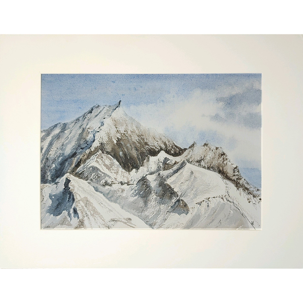 Картина акварельная авторская в паспарту 30х40 см на стену для интерьера "В горах "