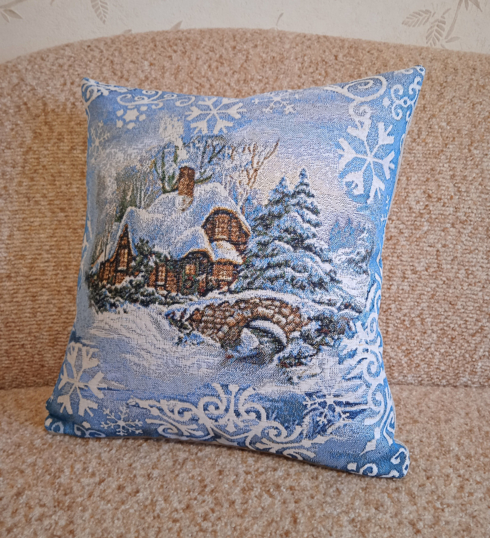 Декоративный гобеленовый чехол для интерьерной подушки Сочельник 38*38