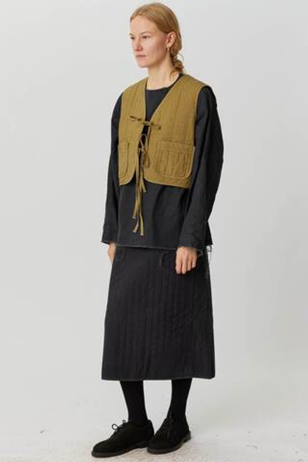 Жилет на двух завязках из вареного хлопка хаки