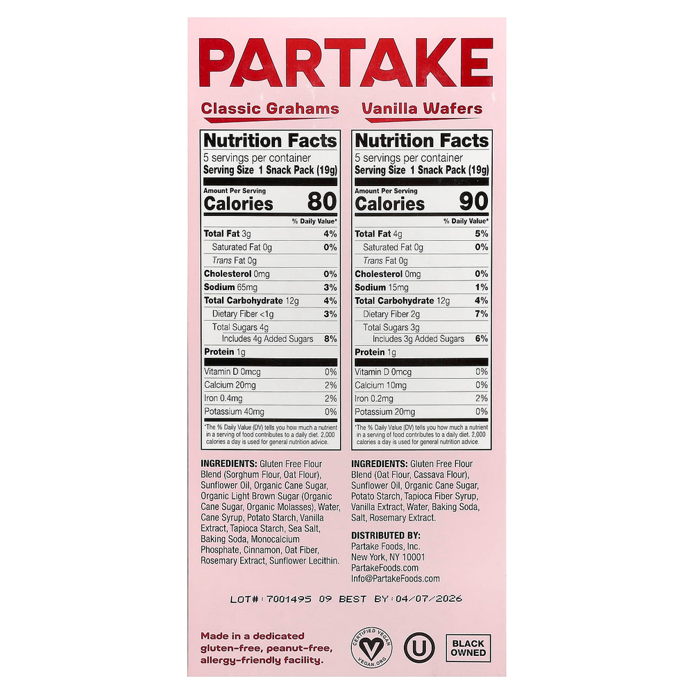 Partake, мини-вафли с ванилью и классические крекера, 10 упаковок по 19 г (0,67 унции)