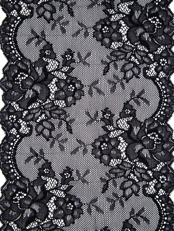 0398 Кружево эластичное 17 см, классика, Италия, черный