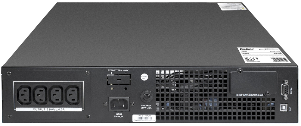 Источник бесперебойного питания  Exegate PowerExpert ULS-1000.LCD.AVR.C13.USB.RS232.SNMP.2U
