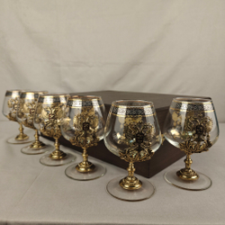 Набор из 6-ти бокалов для коньяка "Герб России" (подарочный футляр)