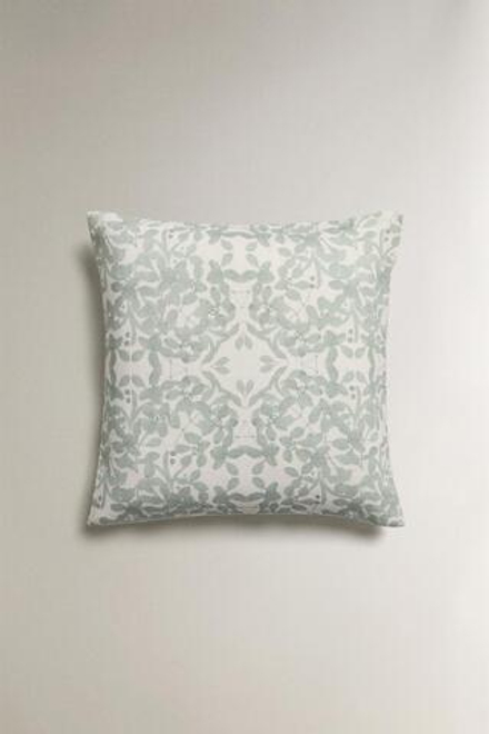 ZARA HOME ЧЕХОЛ ДЛЯ ДЕКОРАТИВНОЙ ПОДУШКИ С УЗОРОМ «ЛИСТЬЯ», МЯТНЫЙ