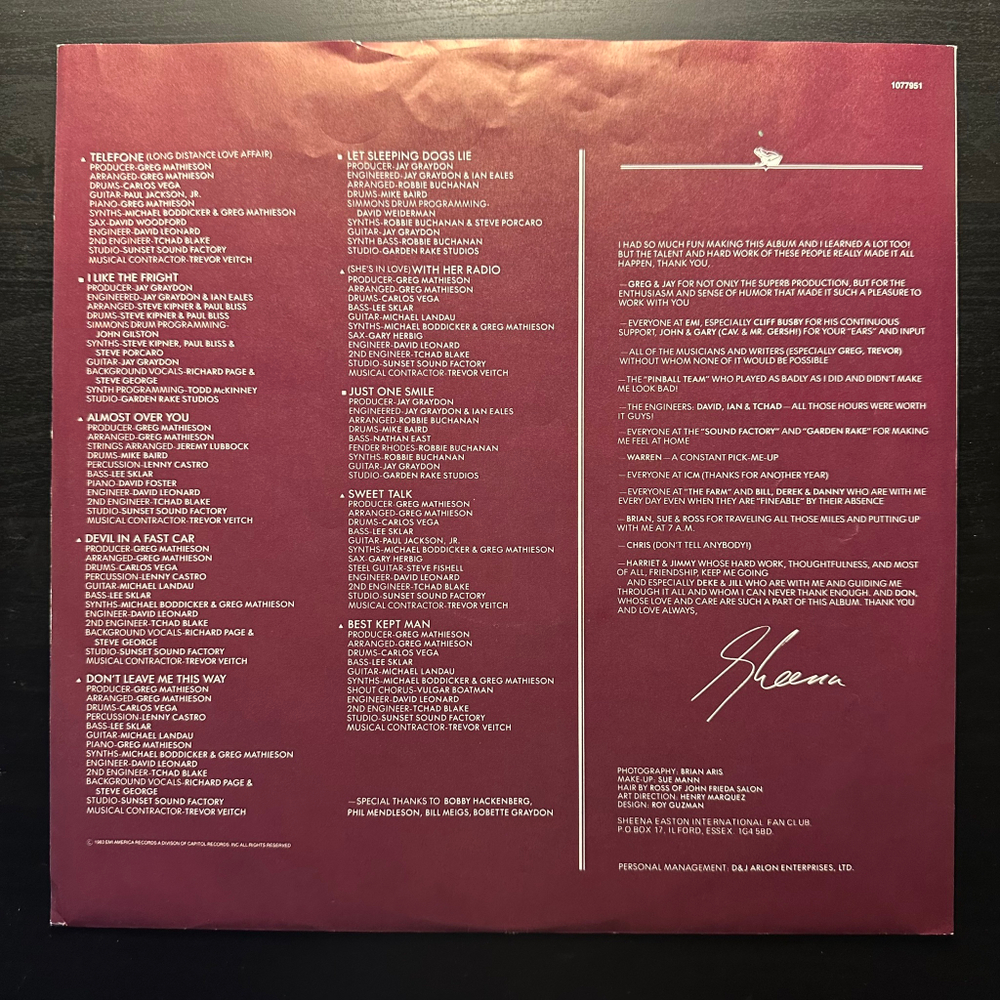 Sheena Easton - Best Kept Secret (Европа 1983г.)