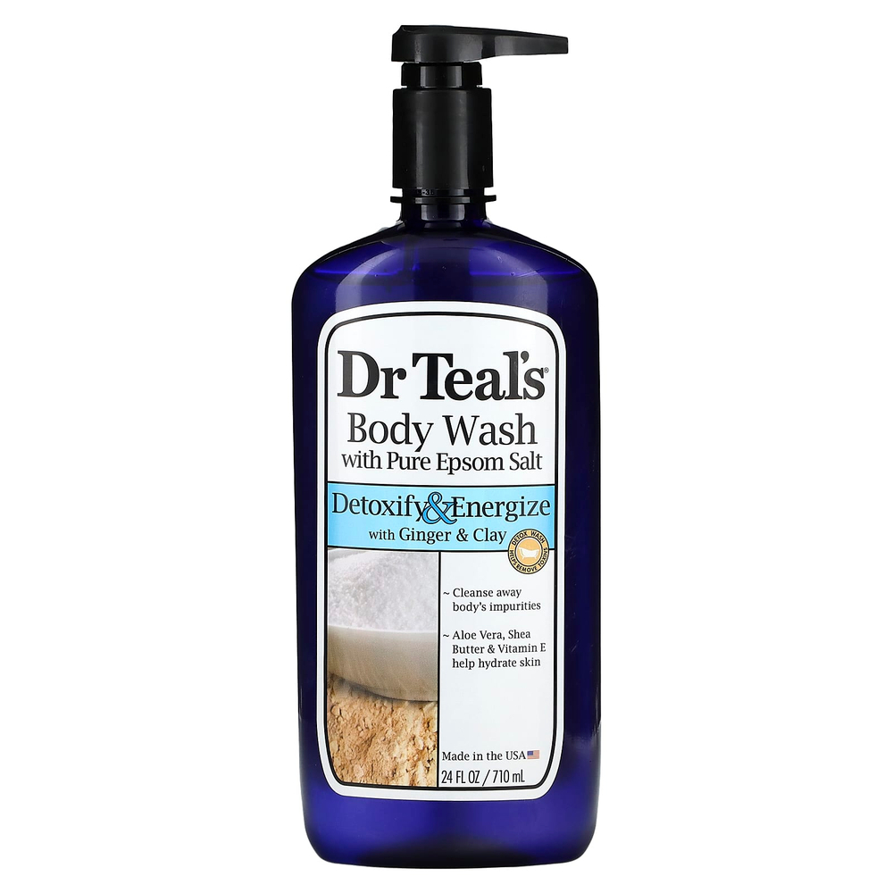 Dr. Teal's, гель для душа с чистой английской солью, детоксикация и заряд энергии, 710 мл (24 жидк. унции)