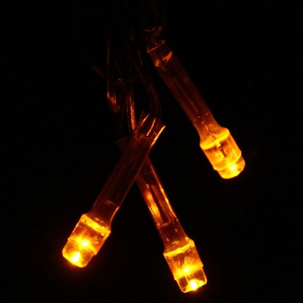 Гирлянда для дома 9,5м 100 ламп LED прозрач.пров.,8 реж, IP-20, Жёлтый (возможность соединения)