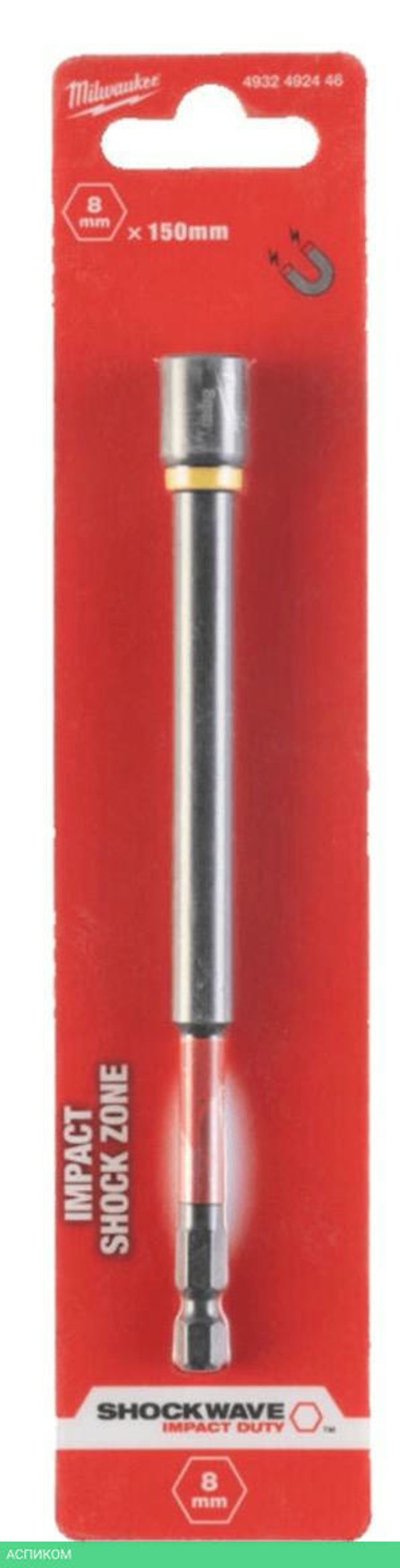 Насадка торцевая Milwaukee Shockwave 1/4" Hex-8ммx150мм (4932492446)
