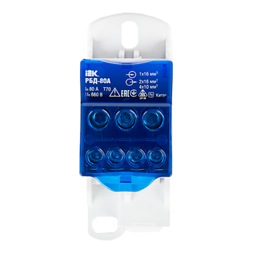 Распределительный блок на DIN-рейку РБД-80А IEK
