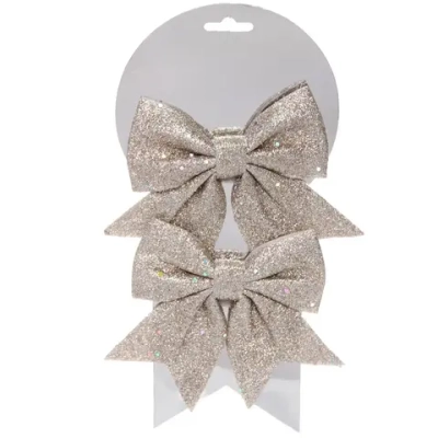 Бант на елку «Шик» 12*14 см (набор 2 шт), Шампань