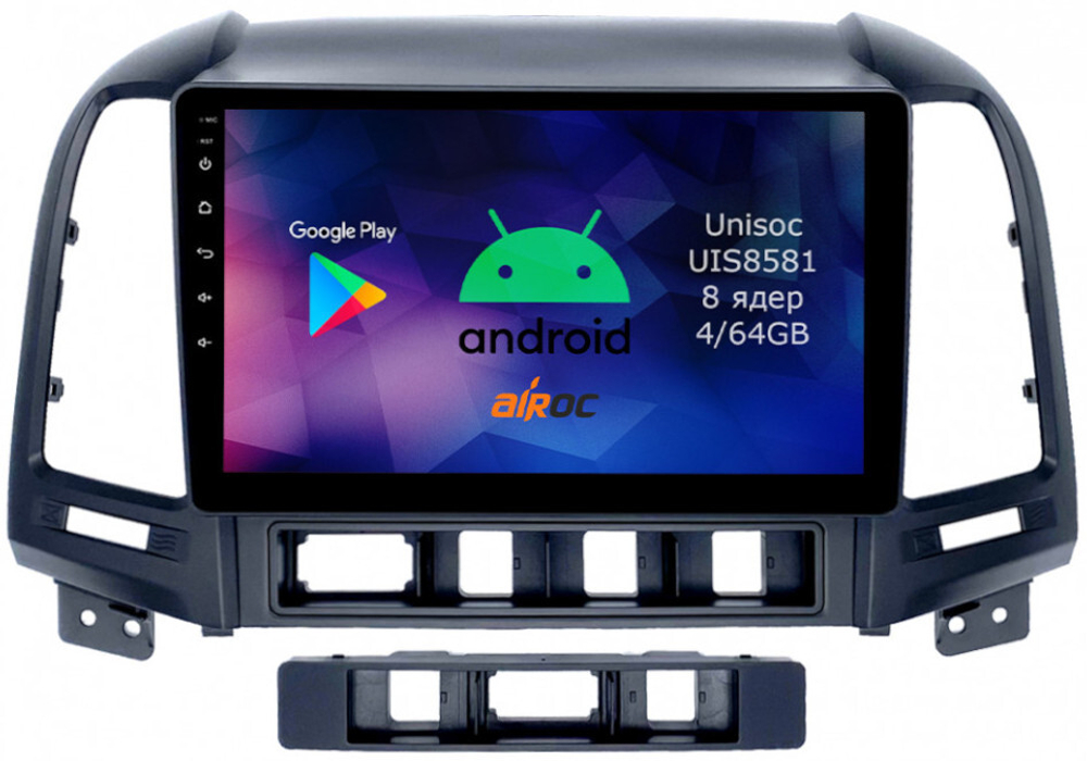 Магнитола для Hyundai Santa Fe 2006-2012 - Roximo RM-2008 Android 12, 8-ядер, 4/64Гб, SIM-слот