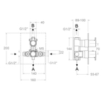 Встраиваемый термостатический смеситель для душа на 2 выхода BLAUTHERM 948722KSOC золото