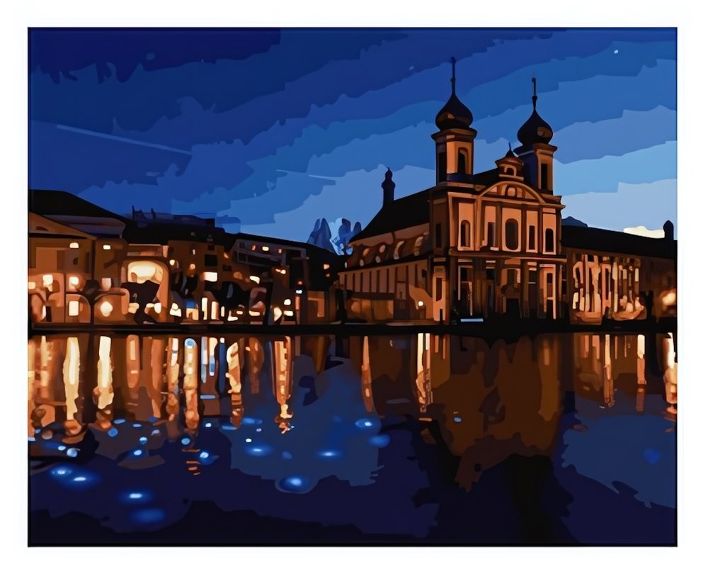 Картина по номерам на картоне 40*50см "Иезуитская церковь" (Lori)