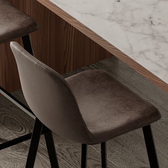 Стул барный hugh, экокожа, серо-коричневый