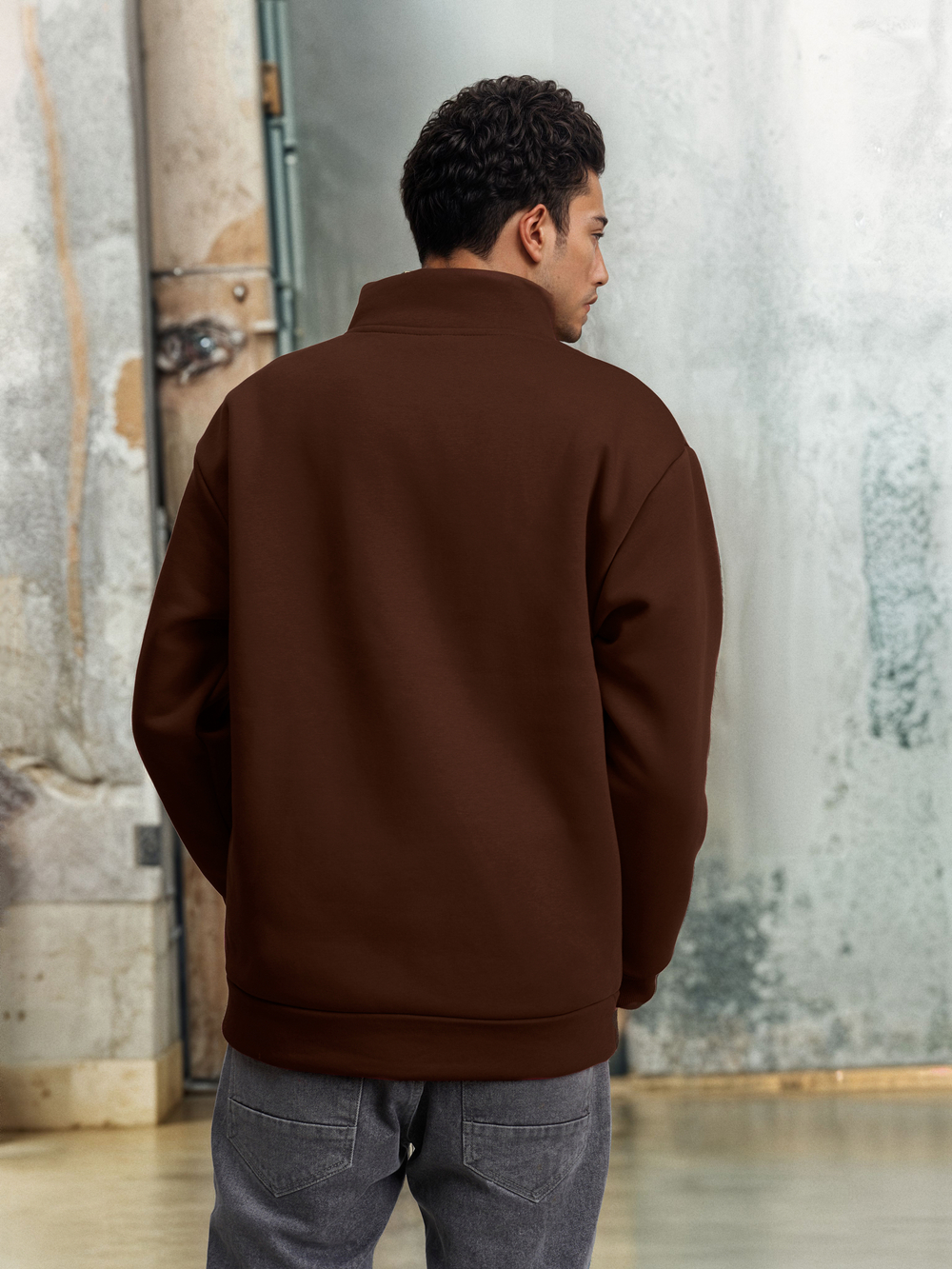 Толстовка мужская с зип-воротником "Samara" коричневый