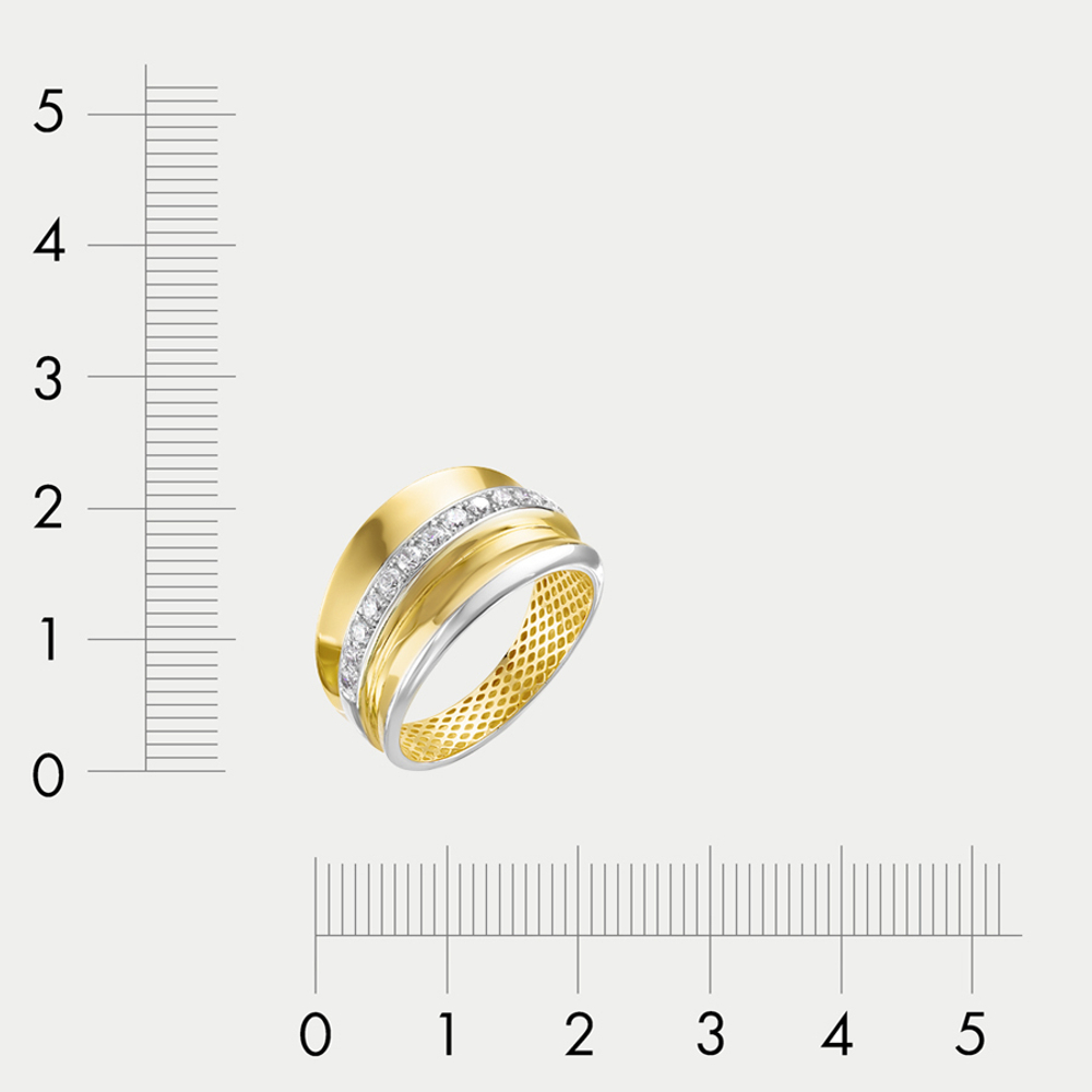 Кольцо женское из желтого и белого золота 585 пробы с фианитами (арт. дф110178л)