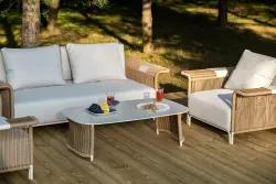 "Мальдивы" лаунж-зона из искусственного ротанга, цвет соломенный