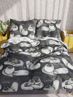 Постельное белье поплин Сказка "Fluffy/Флиппи" 2-спальное Наволочка 50х70 см 2 шт Простынь 240x215 см Пододеяльник 175x215 см