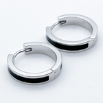 Ювелирные швензы Конго с родиевым покрытием, черная эмаль, размер 20 мм, цена за пару