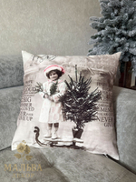 Наволочка декоративная "Девочка и елка" 45x45см