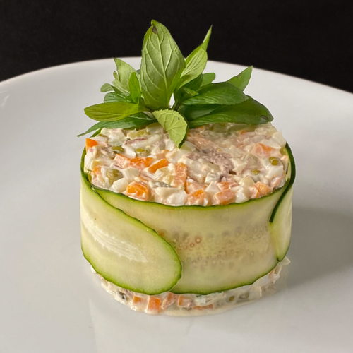 Салат «Оливье c говядиной»