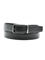 Фото мужской чёрный брючный ремень из натуральной кожи Doublecity 005A-05 текстурный