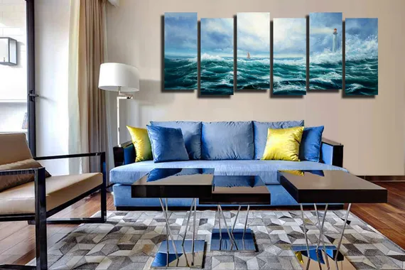 Модульная картина "Морской пейзаж с маяком"