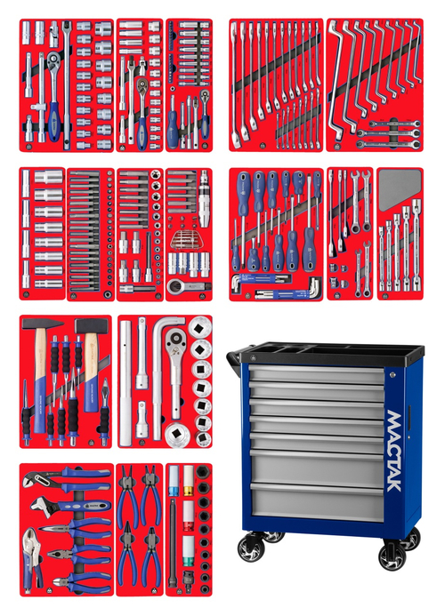 Набор инструментов "ЭКСПЕРТ" в синей тележке, 323 предмета МАСТАК 50-07323B